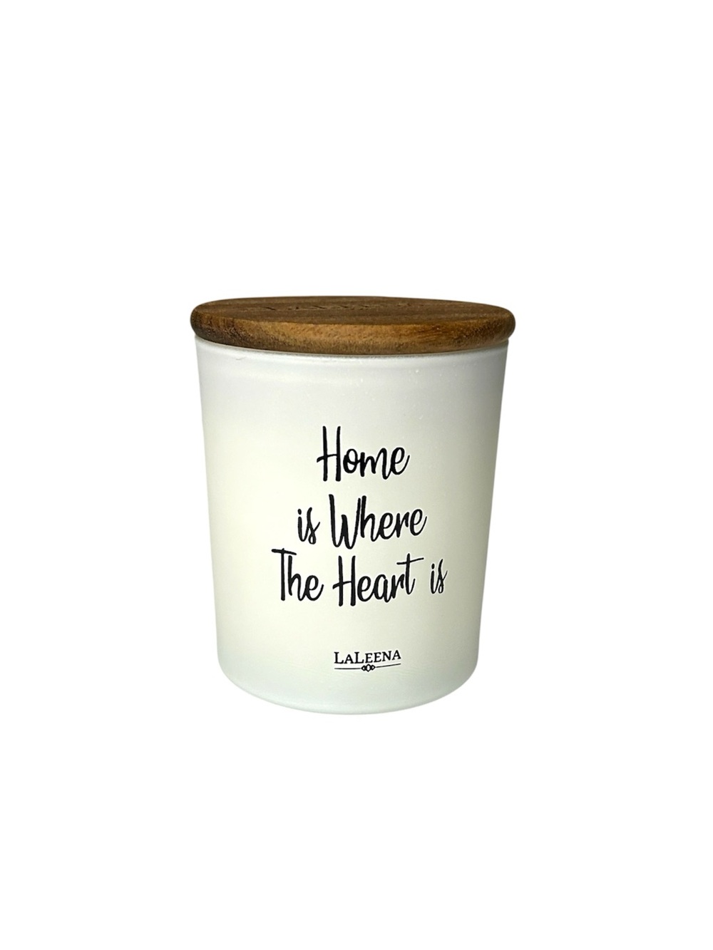 Laleena 'Home is Where The Heart Is' White Ceramic Candle Jar with Wood Lid - Picture 1 of 3